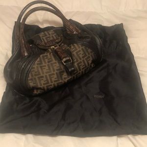 Fendi Spy Bag Zucca print logo brown leather
